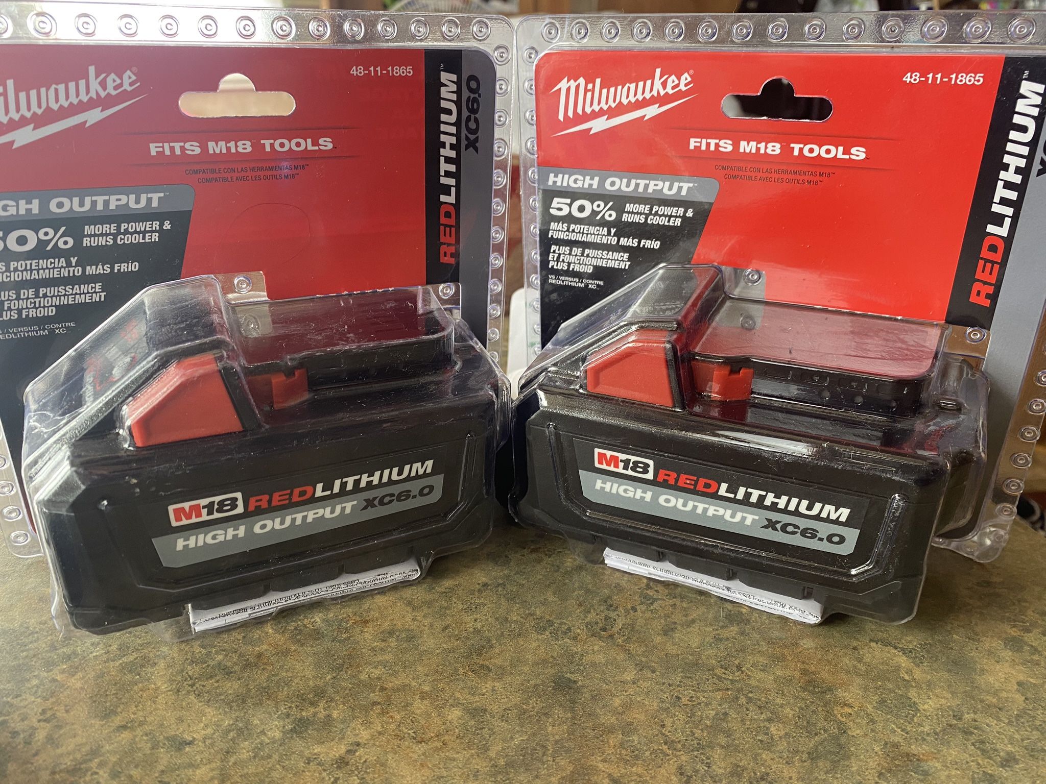 MILWAUKEE M18 2 HIGH OUTPUT BATTERIES. XC 6.0 (( Read Below ))