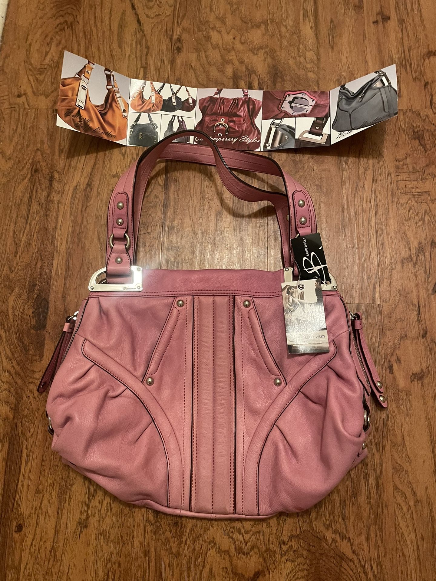 Pink Leather With Tags Never Used But Super Cute B-Makowsky Purse