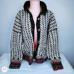 mermaid woolens sweater  vintage handknitted  Grandmas Cardigan 