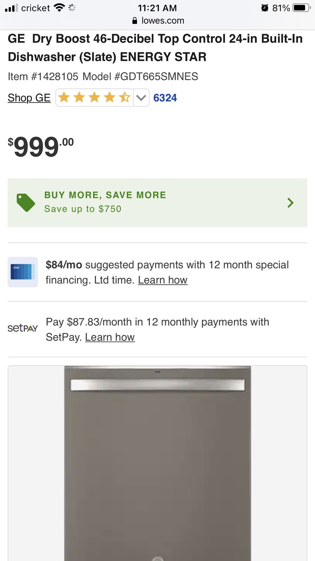 GE® Top Control with Stainless Steel Interior Dishwasher with