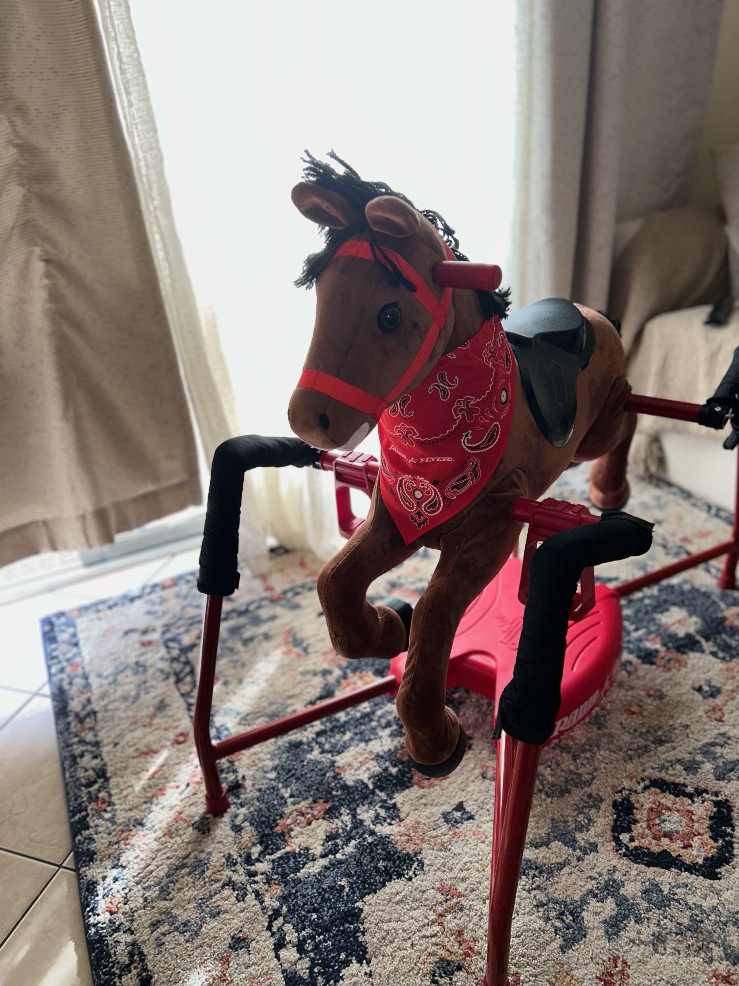 Radio Flyer Chestnut Plush Interactive Riding Horse Kids Ride On Toy,