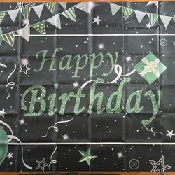 Black Green Photo Backdrop Birthday
