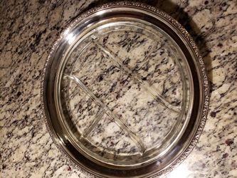 vintage sterling silver Glass serving tray
