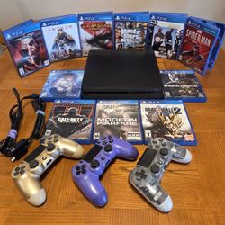 Playstation 4 1TB Slim W/3 Controllers + 11 Games 