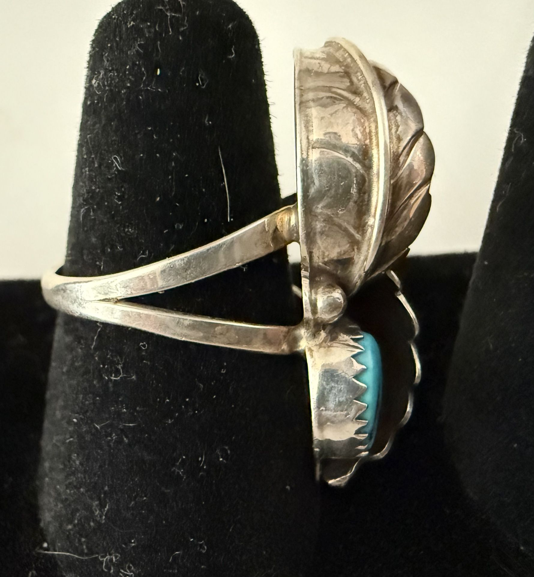 Vintage Navajo Sterling Silver Turquoise Native American Ring - Hallmark TS