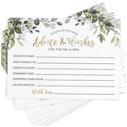 50 count White Eucalyptus Greenery Wedding Advice & Well Wishes Cards Stationary Notes ~ NEW