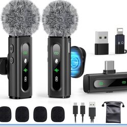 🍀 USB C Lavalier Microphone Wireless Mini Mic for Type-C Android Phone/Tablet/PC Video Recording Clip-on Mics with Rotatable Clip&Denoise Recording, 