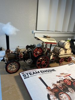Wooden Steam Engine Tractor And Trailer Fully Hand Assembled