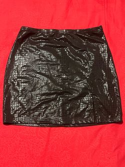 Black Faux Leather Croc Mini Skirt Size S