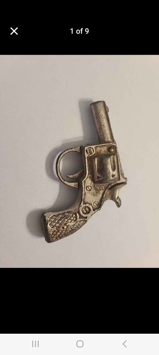 1915 ANTIQUE KENTON CAST IRON TOY GUN PISTOL OPEN BREACH (TRIGGER HAMMER WORKS!)