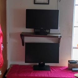 2 Dell Monitors/ 1 HP Monitor/ Free wall Shelf