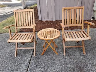 David Smith & Co teak chairs & side table