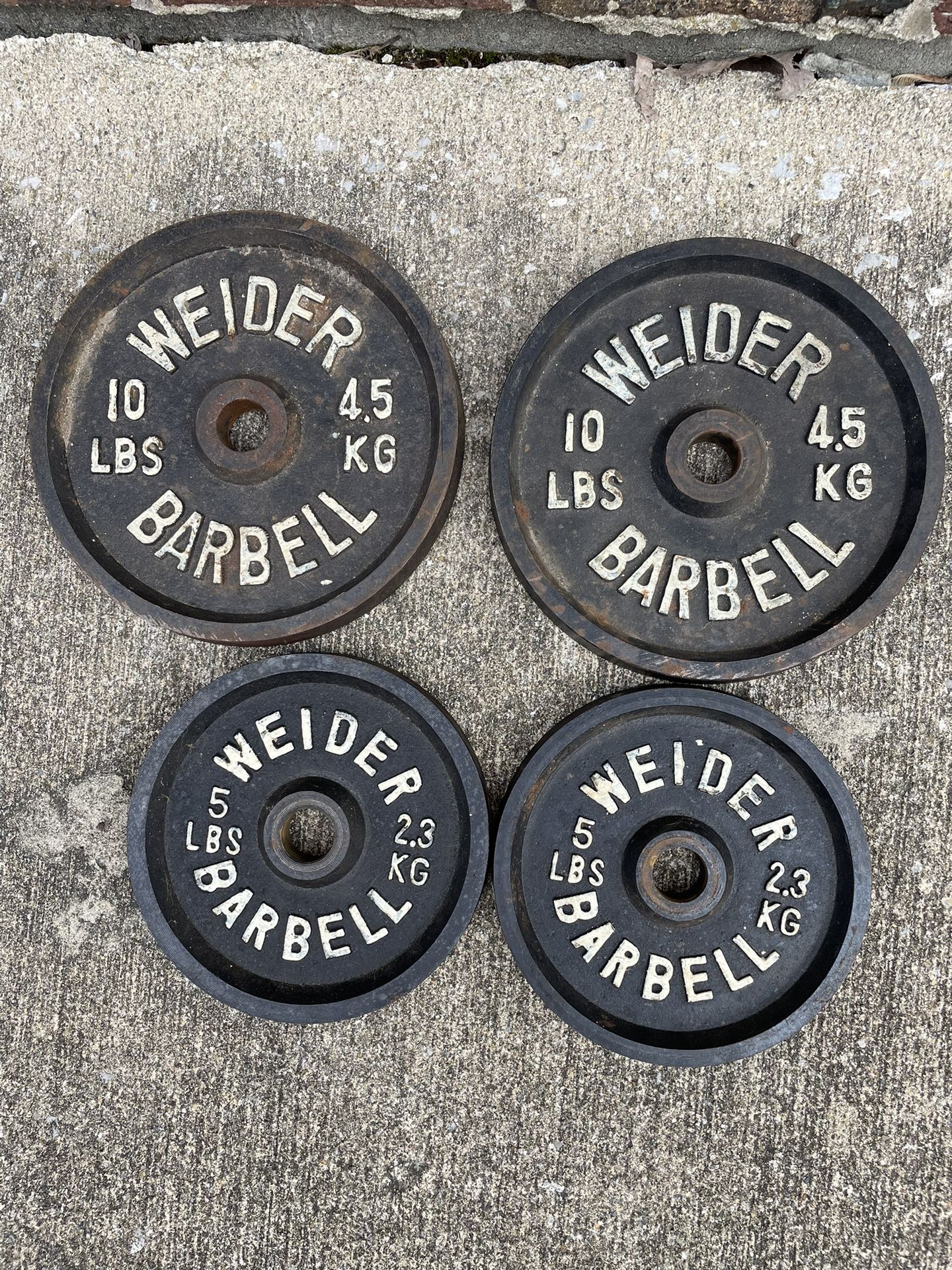 Lot of 4 VINTAGE WEIDER Barbell Weights Plates -Standard 1" Hole