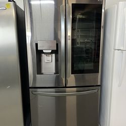 LG black stainless steel instaview refrigerator 36w”-60 DAY WARRANTY 📍1008 us 92 Seffner Fl 33584📍