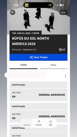 Rufus Du Sol Floor Tickets Los Angeles, CA