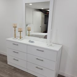 Dresser with Mirror, Chest and 2 Nightstands ⚜️ Cómoda con Espejo, Gavetero y 2 Mesitas de Noche 🚚[Fast-Delivery]💨