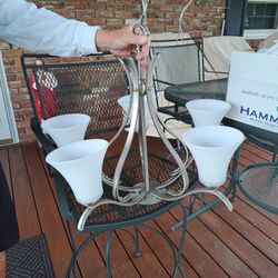 Five Light Brushed Nickel Chandelier New