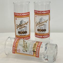 Stolichnaya Russian Vodka 50 ml Shot Glass ~ Set of 3