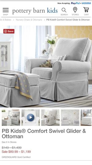 Pb Kids Grand Comfort Swivel Glider Ottoman Twill Gray With