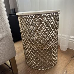 Round Gold Marble End Table