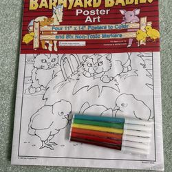 Barnyard Babies Poster Art 4 Posters To Color And Six Nontoxic Markers