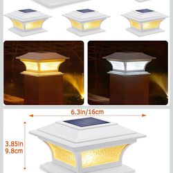 SIEDiNLAR Solar Post Cap Lights Outdoor Glass LED Fence Deck Light 2 Modes for 4x4 5x5 6x6 Vinyl Wooden Post