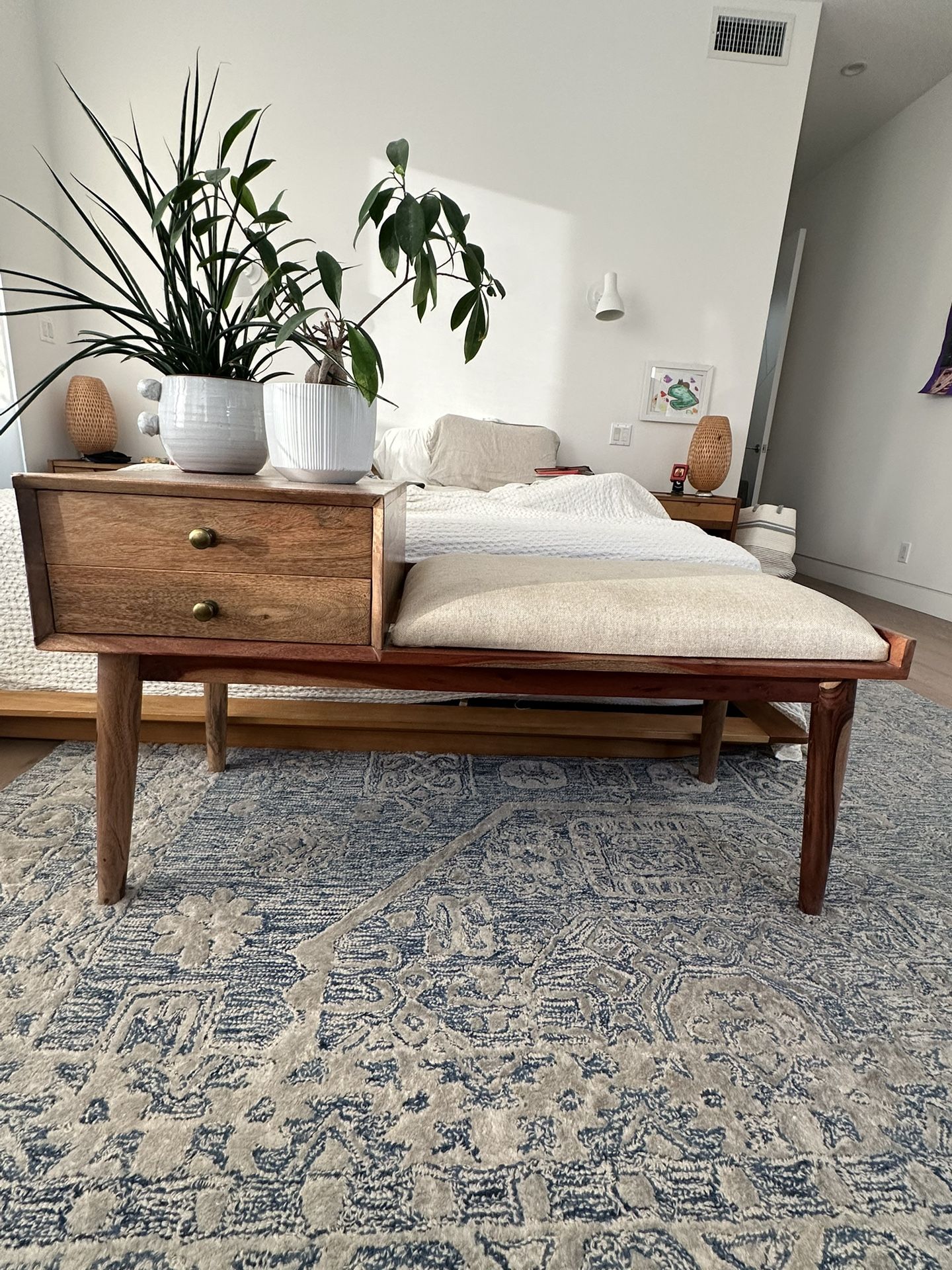 West Elm Mid Century Entry Way Bench and Drawers