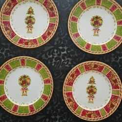 $100.00 - (4) 2006 Royal Albert Salad Plates, (2)Topiary Designs - Like New/Lowest Price!
