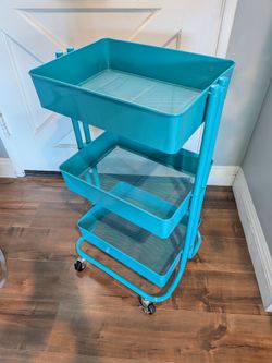 3-Tier Rolling Utility Cart - Bright Blue (30"H x 17"W x 11.5"D)