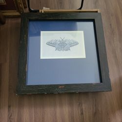 Black Frame With Blue Butterfly Print 25×26×2