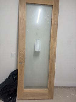 Interior Wood Door with Frosted Glass Panel