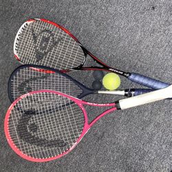 3 Tennis Rackets With Tennis Ball Included 