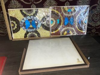 2 Vintage Genuine Butterfly Wing Art