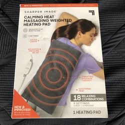 New & Improved (in sealed box) Sharper Image Calming Heat Massaging Weighted Heating Pad 