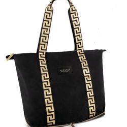 Versace Black Gold Weekender Tote Travel Bag - New With Dustbag