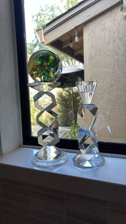 Two lead free crystal candlesticks