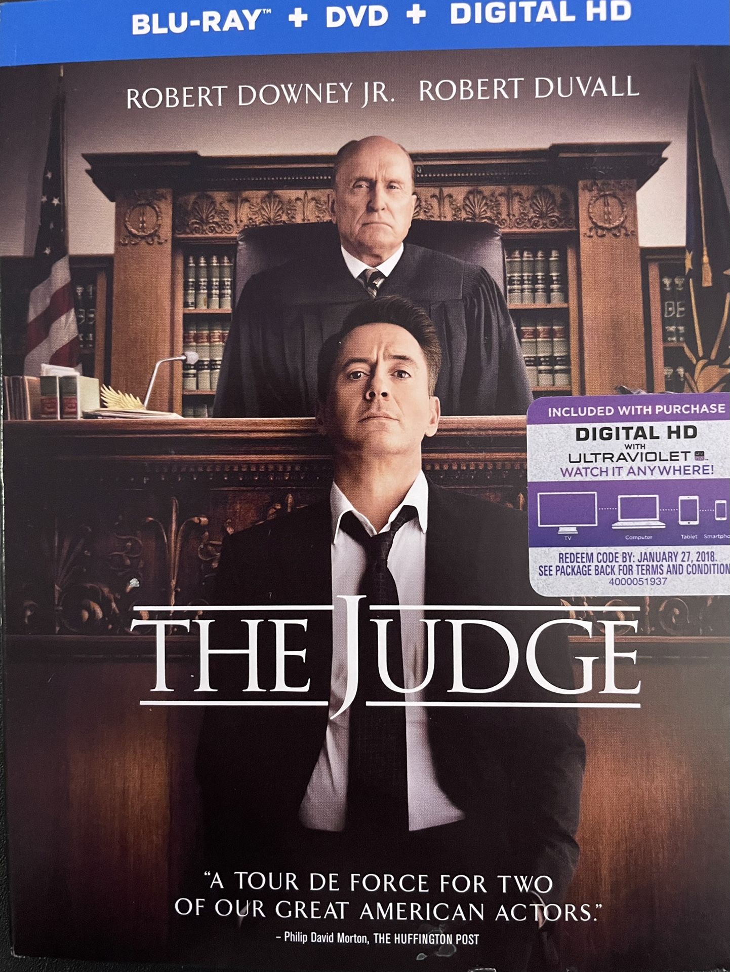 The JUDGE (Blu-Ray + DVD + Digital-2014) Robert Downey Jr + Robert Duvall!