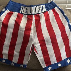 The Hundred X Rocky Apollo Creed American Flag Satin Boxing Shorts Size XL