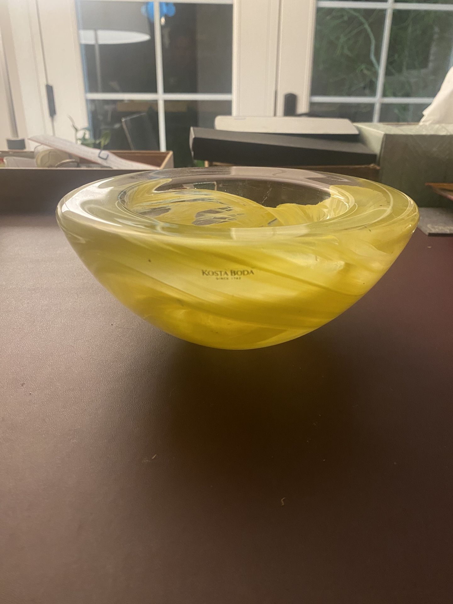 Kosta Boda Atoll 175mm Glass Yellow Bowl New Condition