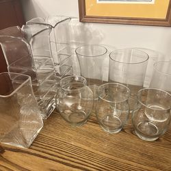 Lot of Clear Glass Vases – Assorted Shapes & Sizes, All Must Go