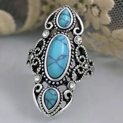 ❣️❣️GORGEOUS SILVER PLATED TURQUOISE RING SIZE 8