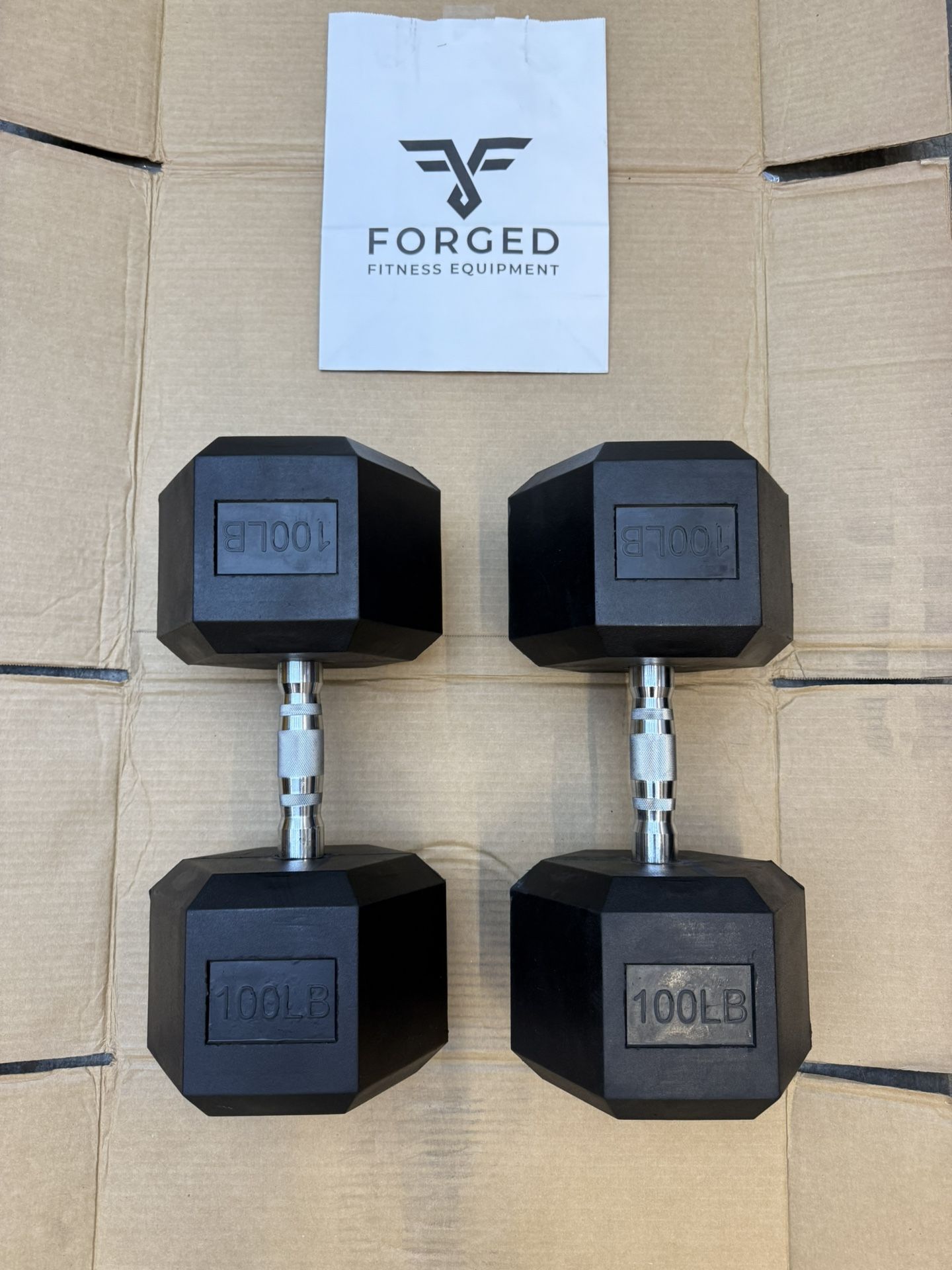 100 lb Rubber Hex Dumbbells – Brand New Pair