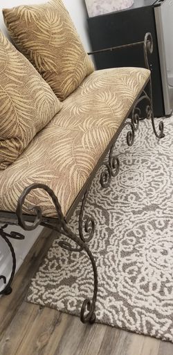 Amazing wroght iron bench for bedroom with down filled pillows