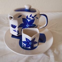 Blue Floral Blossoms Style- Service For One