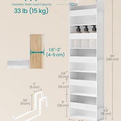 SONGMICS Over The Door Hanging Organizer 5-Tier Fabric Storage - White