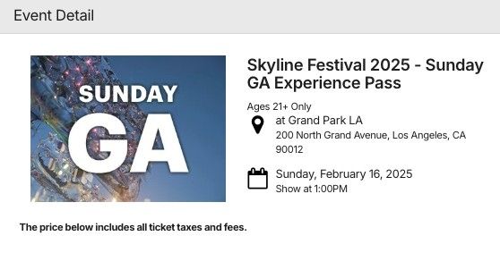 Skyline Festival 2025 Sunday GA