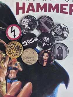 Vintage Style Punk Rock & Horror Pin Back Buttons Lot (10 Pieces)