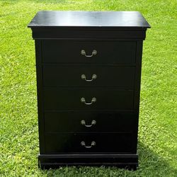 Louis Philip 5 Drawer Black Dresser Chest
