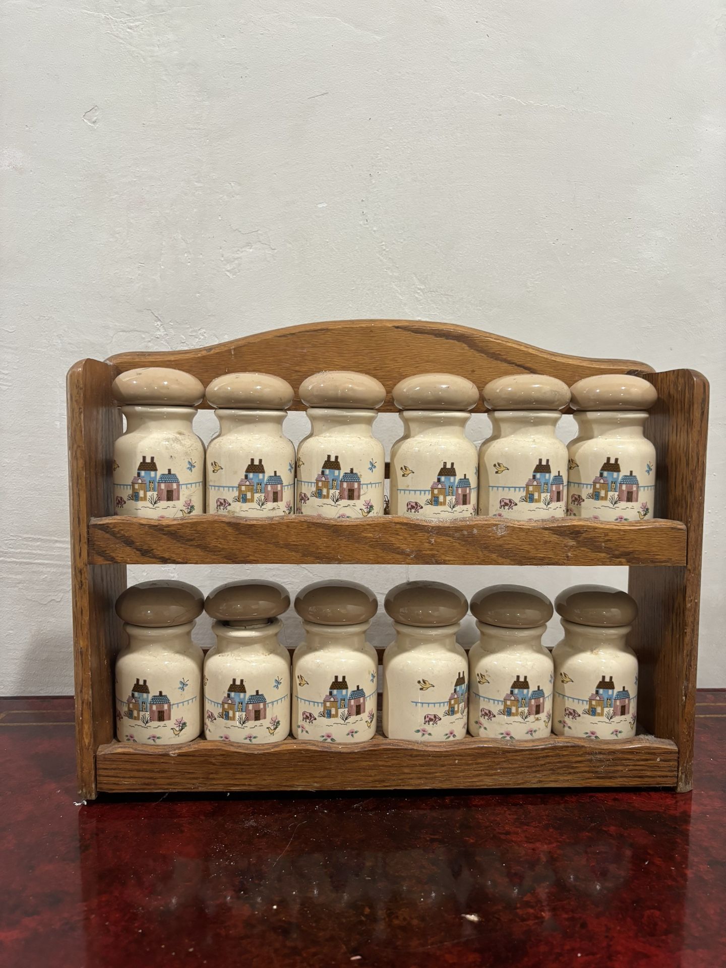 Vintage Spice Rack Jars