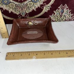 Football Theme Knicknack Dish Trinket Tray Coin Holder Brown 6.75"x 5.5"
